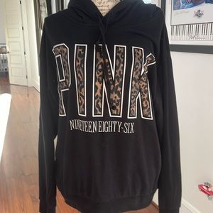 Black tunic PINK  Victoria’s Secret hoodie sweatshirt size medium
